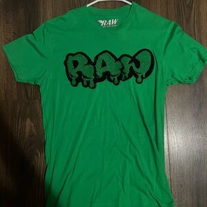 Green raw tee